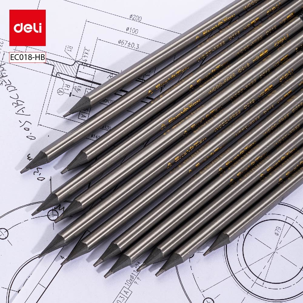 ديلي قلم رصاص بلاستيك أسود مثلث - إينوڤيشن HB بدن ميتاليك (ذهبي،فضي) - مع ممحاة EC018-HB